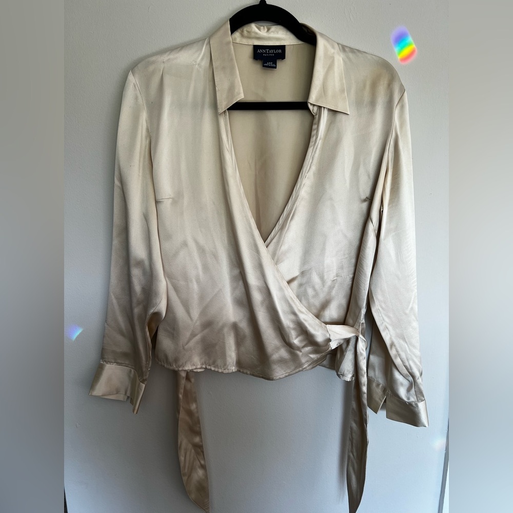 Ann Taylor 100% Silk Wrap Shirt